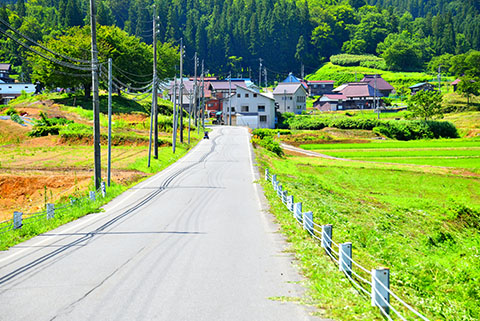 集落の舗装道路